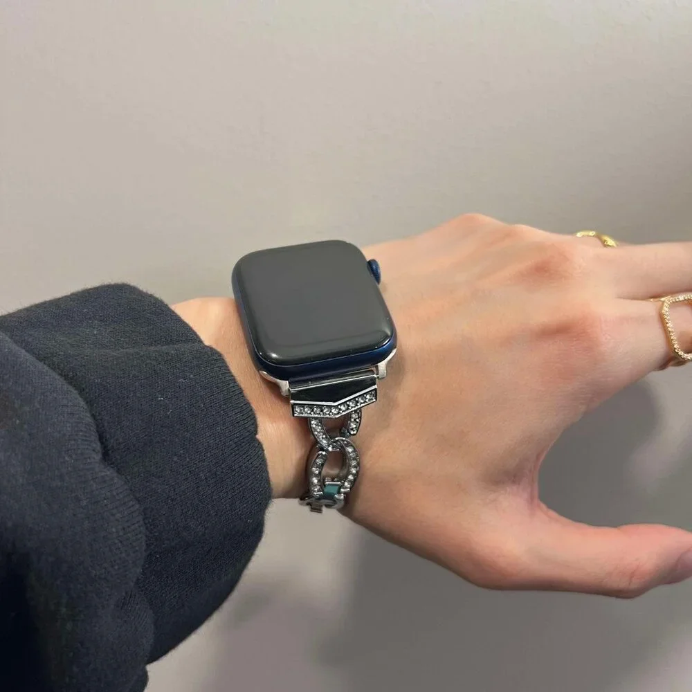 Apple Watch Band Luxury Adjustable Slim Strap Silver Stainless Band - Silver